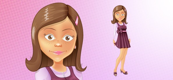 young girl vector character