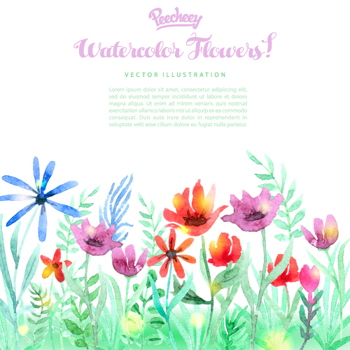 watercolor spring background with flowers