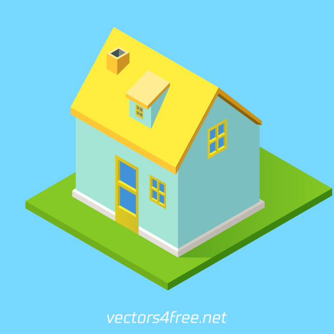 isometric village house vector