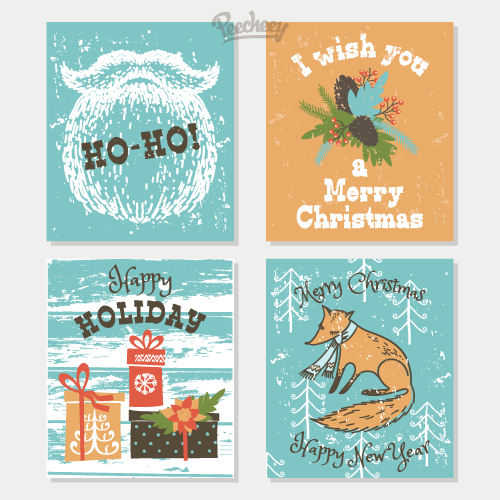 merry christmas and happy new year greeting cards