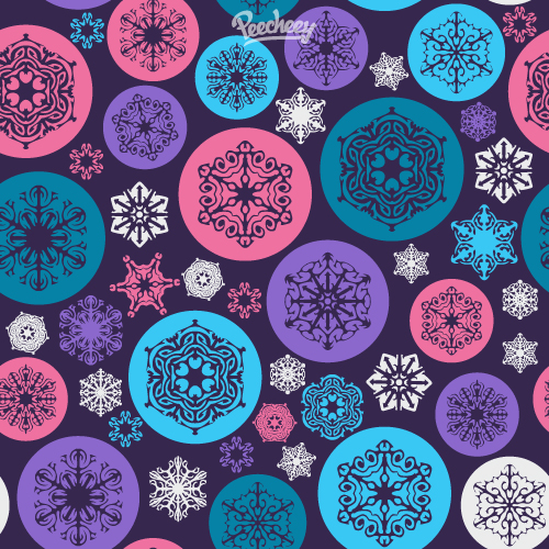 stylized snowflakes on seamless background