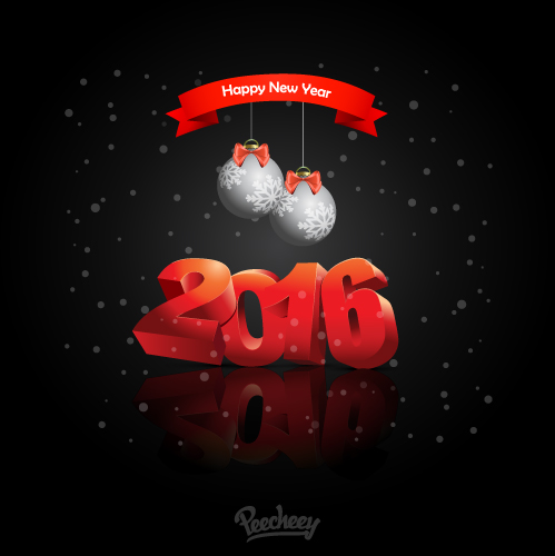 happy 2016 new year greeting card