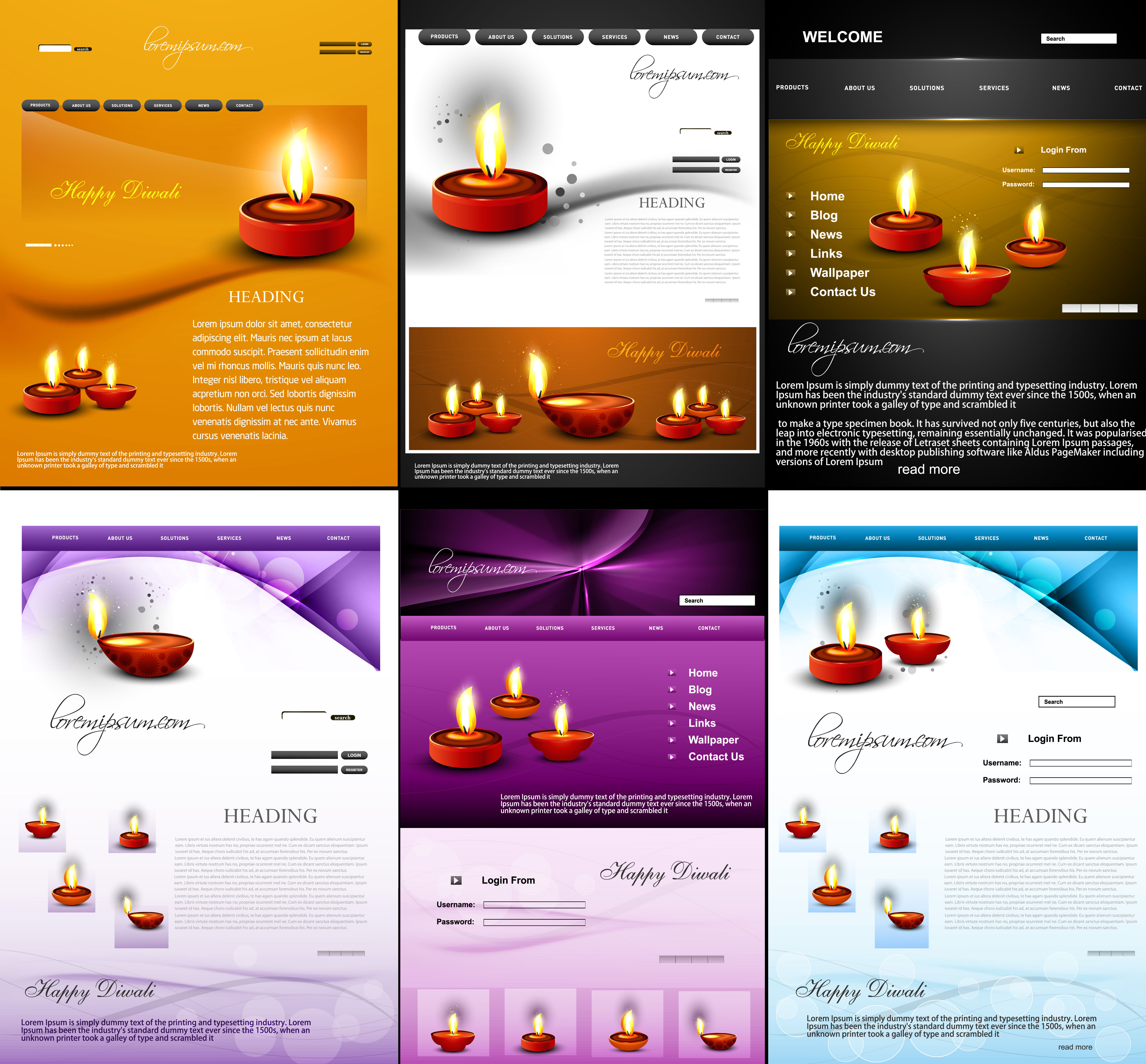 website template beautiful happy diwali colorful hindu festival background