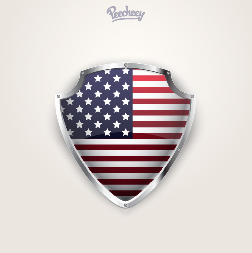 shiny american shield hanging on the wall