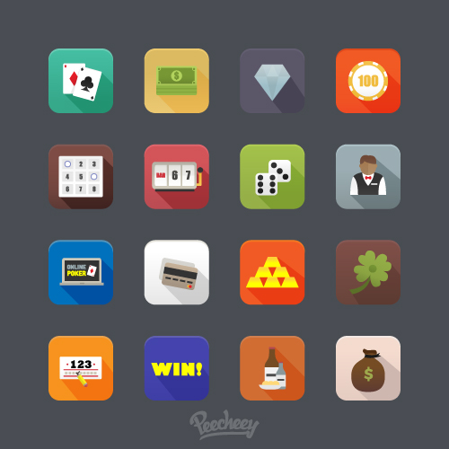 gambling icons set