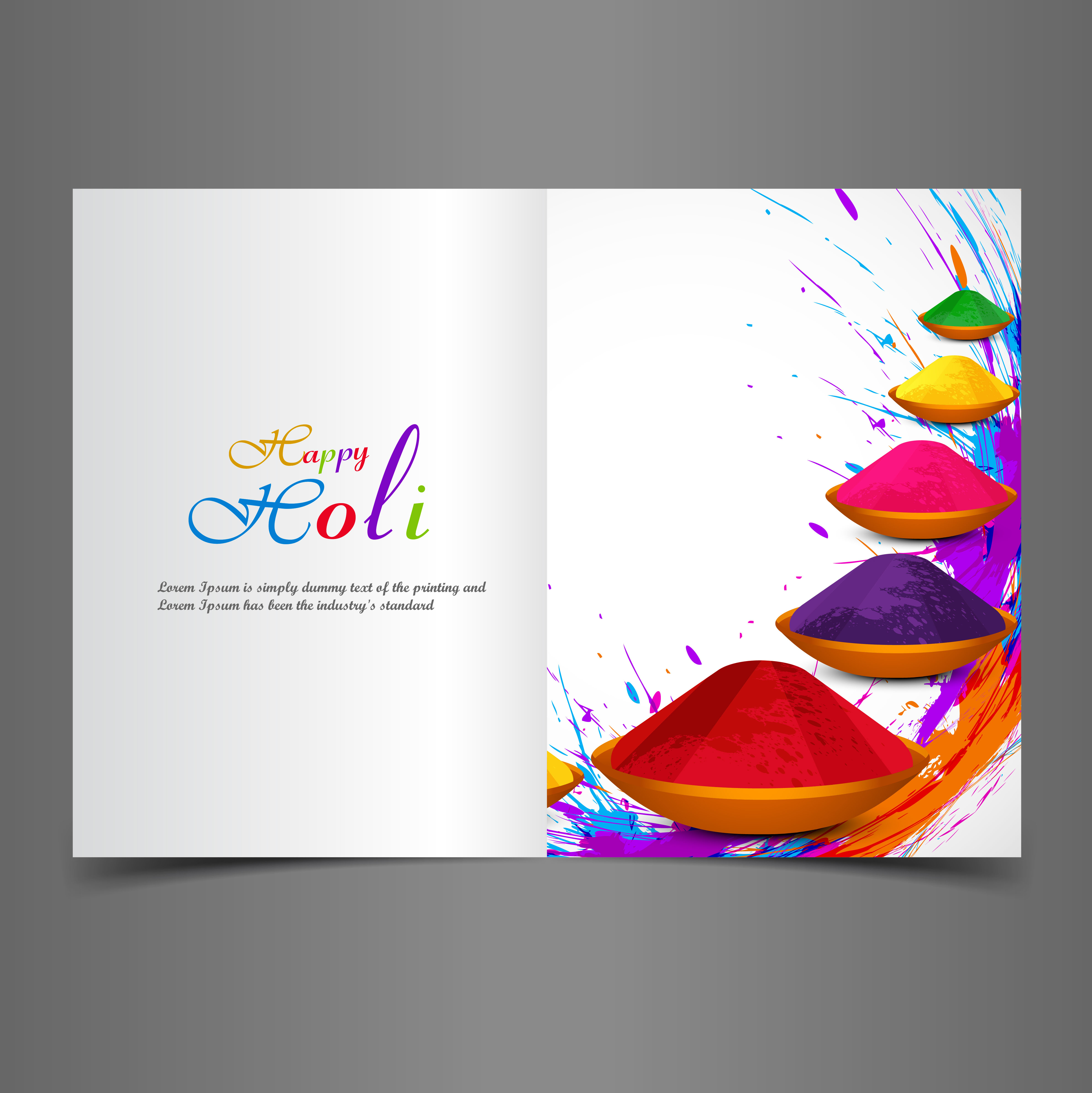 beautiful background of indian festival holi greeting card with colorful text splash vector