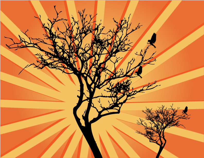 vector sunburst background with tree