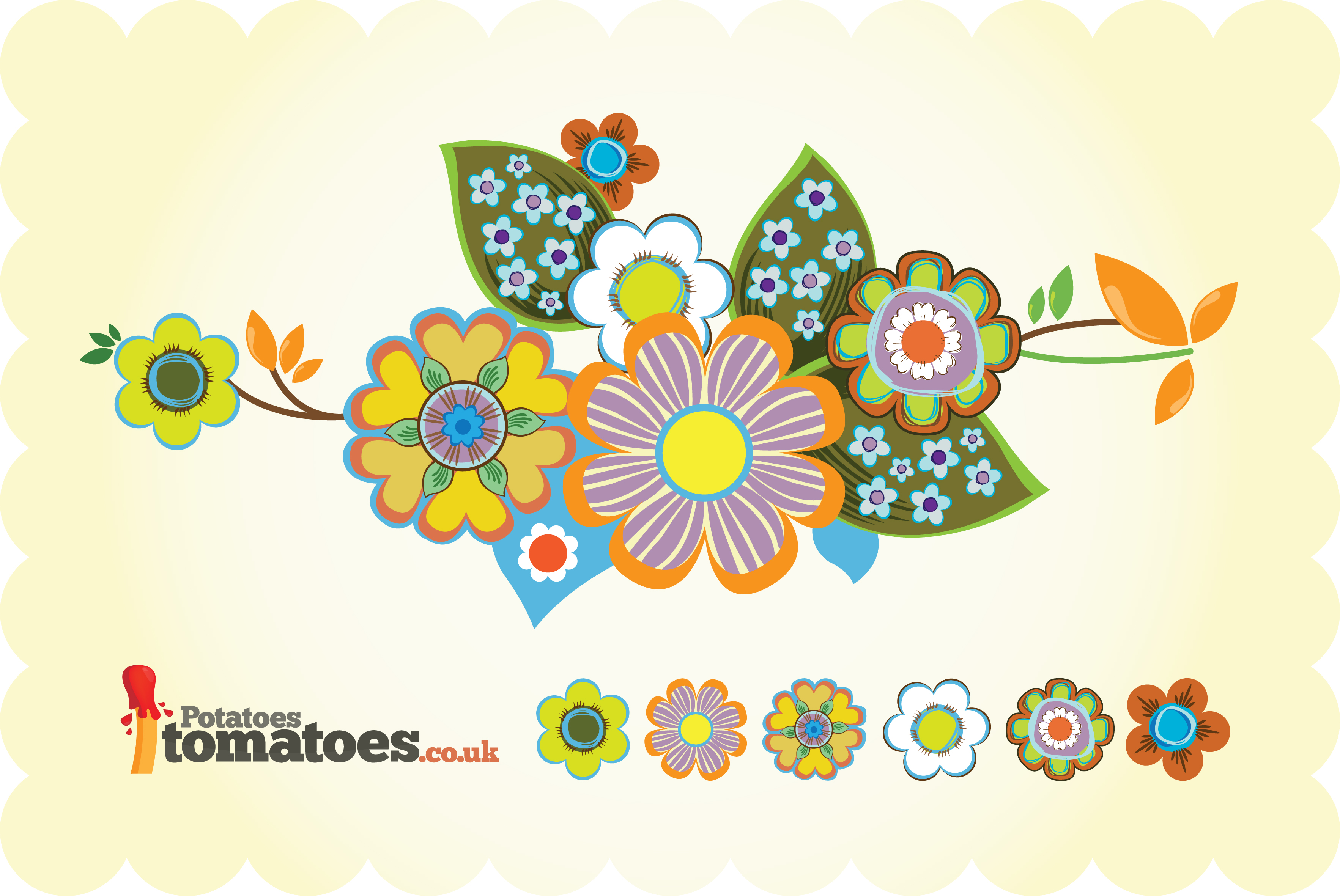 retro flowers vector