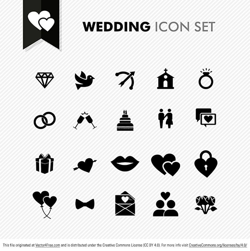 wedding icon vector set