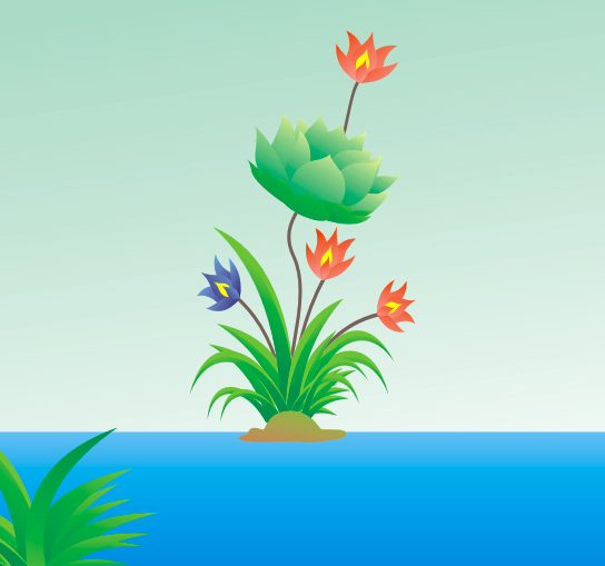 lotus flower vector in lake