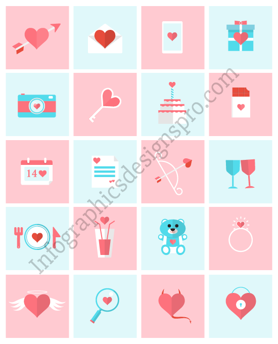 flat valentine icon vectors