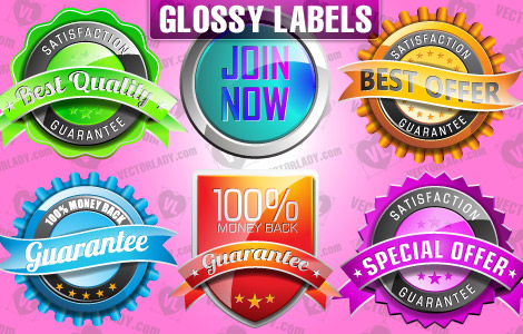 vector glossy labels