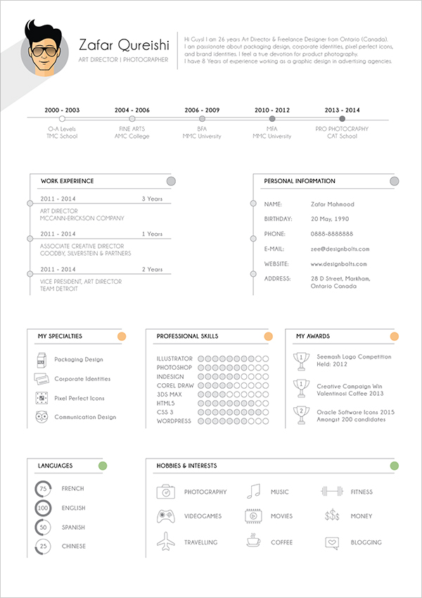 free professional resume cv template for graphic designers