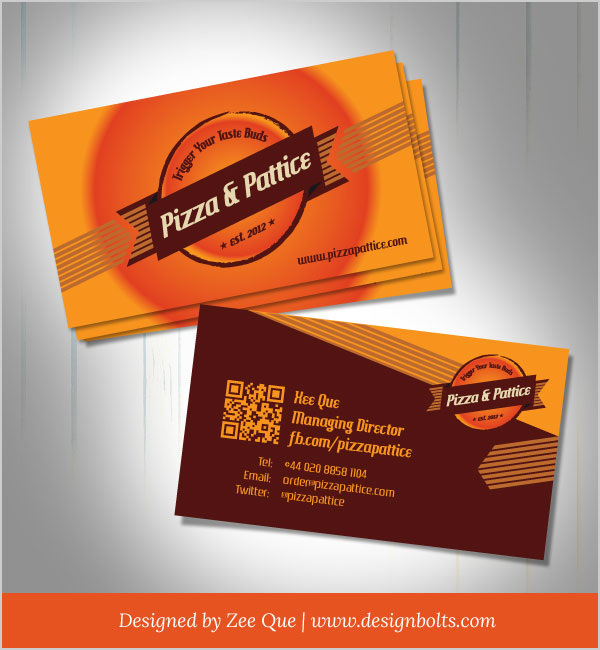 free vector pizza pattice business card design template