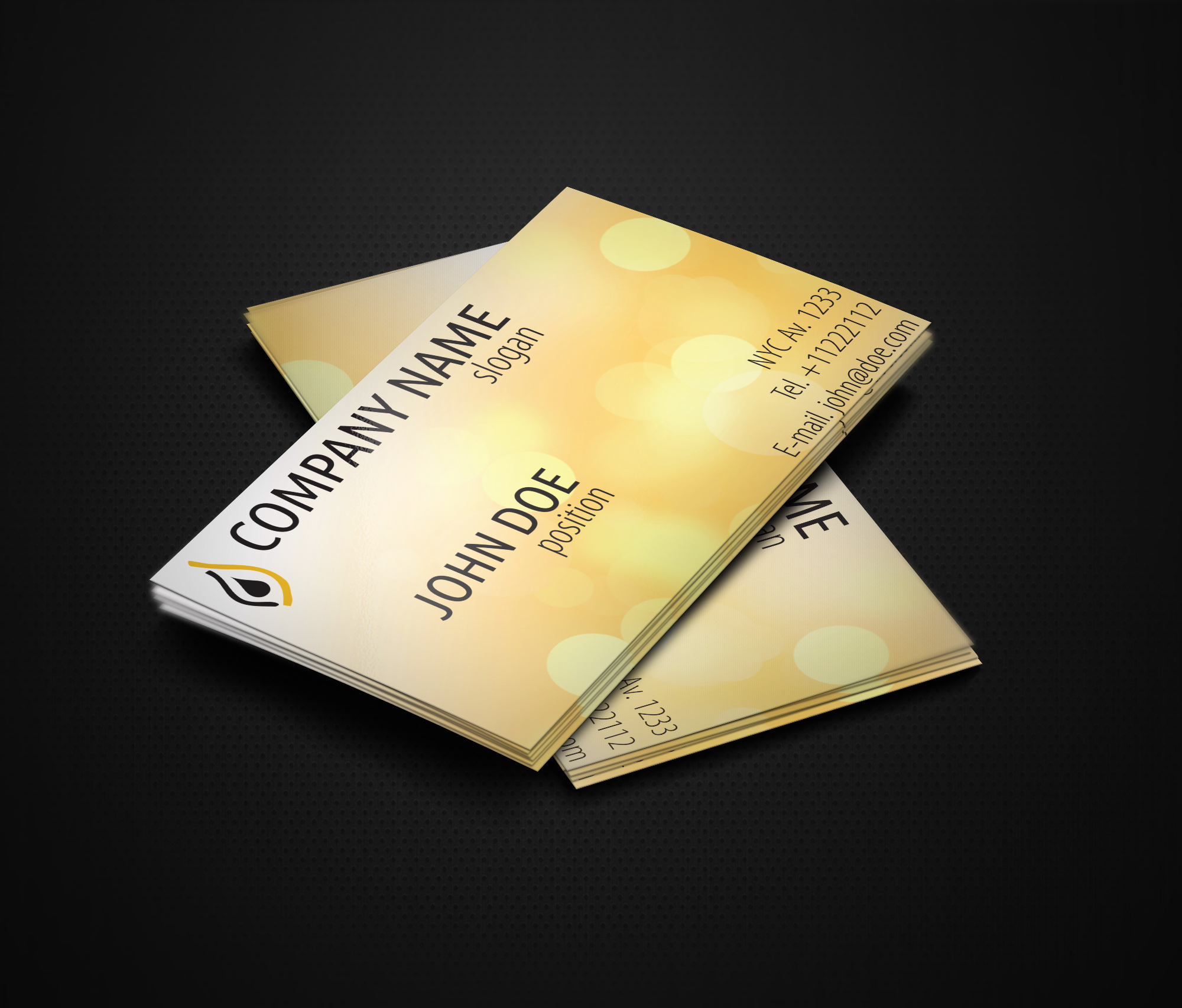 shiny yellow business cards