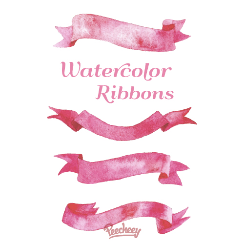 pink watercolor ribbons