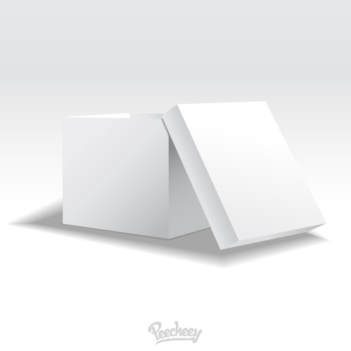 blank white opened cardboard box template