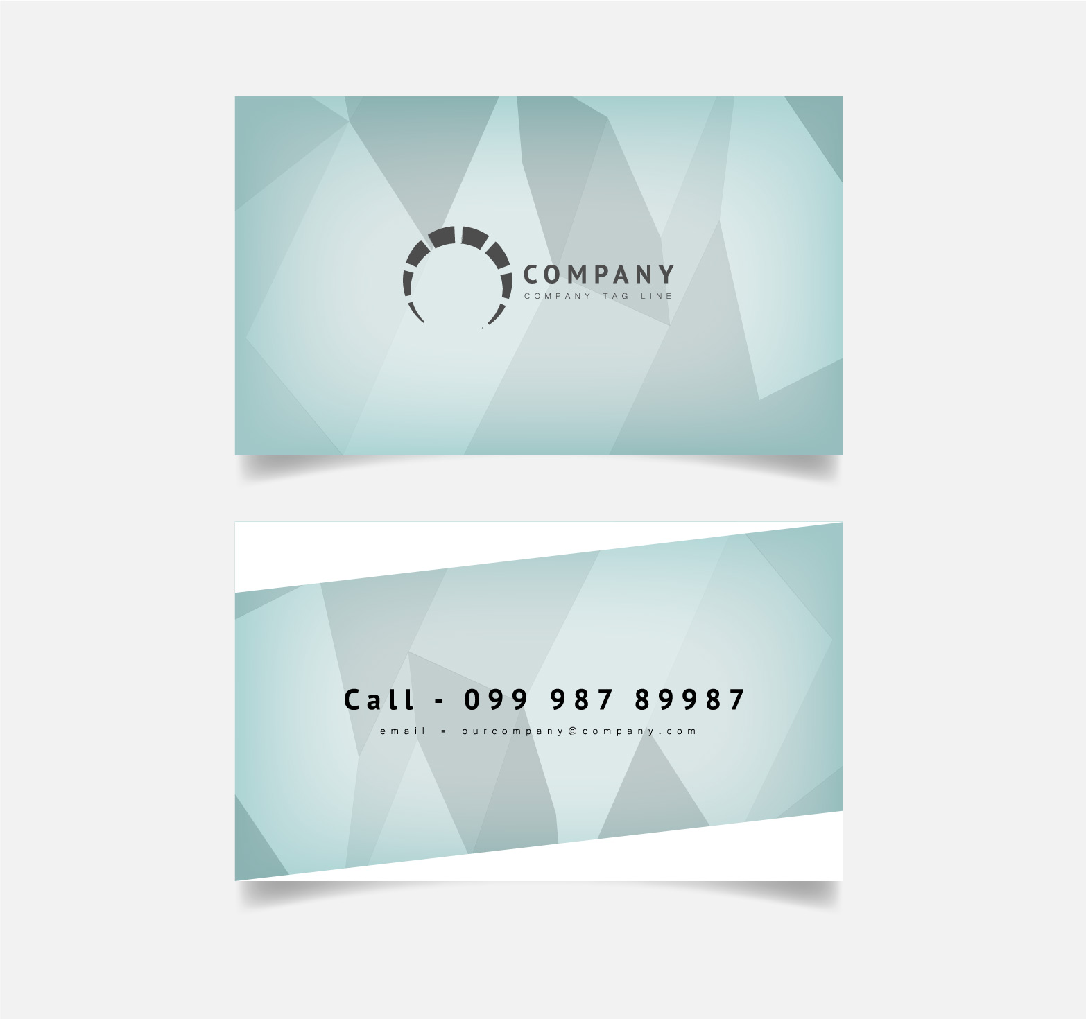 blue polygon logo business card vector design