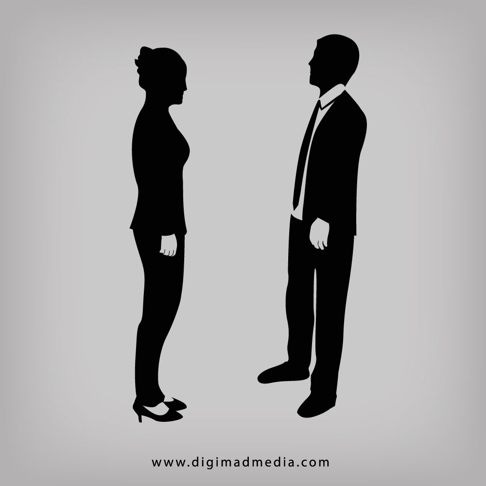 business man and woman silhouettes