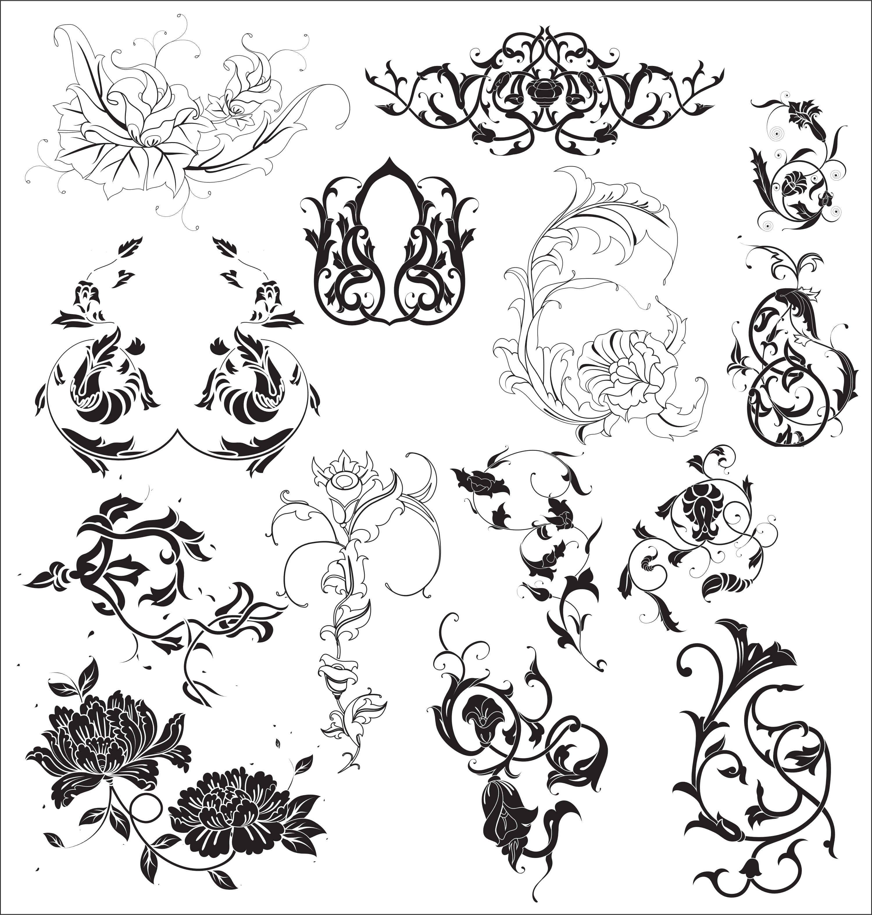 floral elements vector