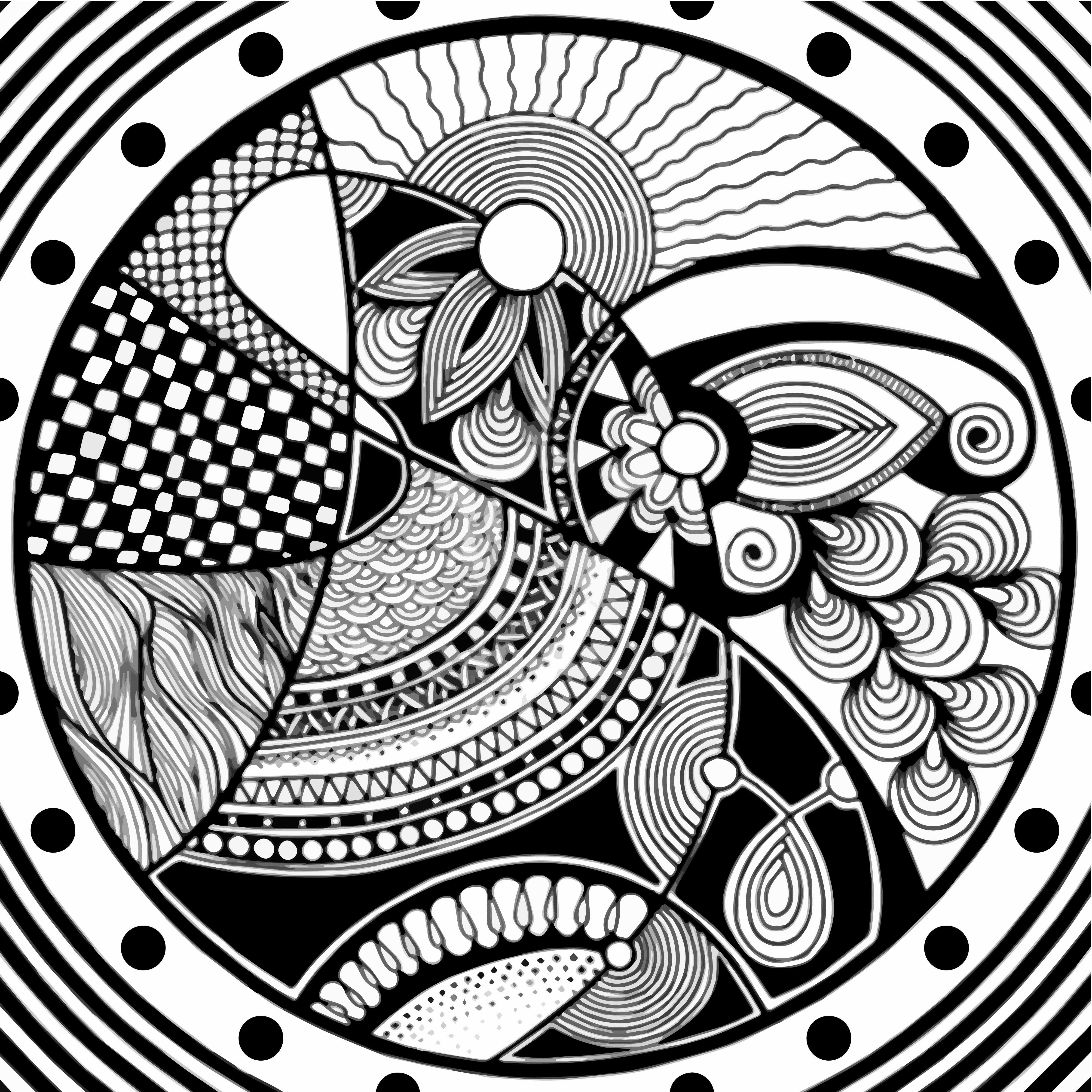 zentangle circle black and white