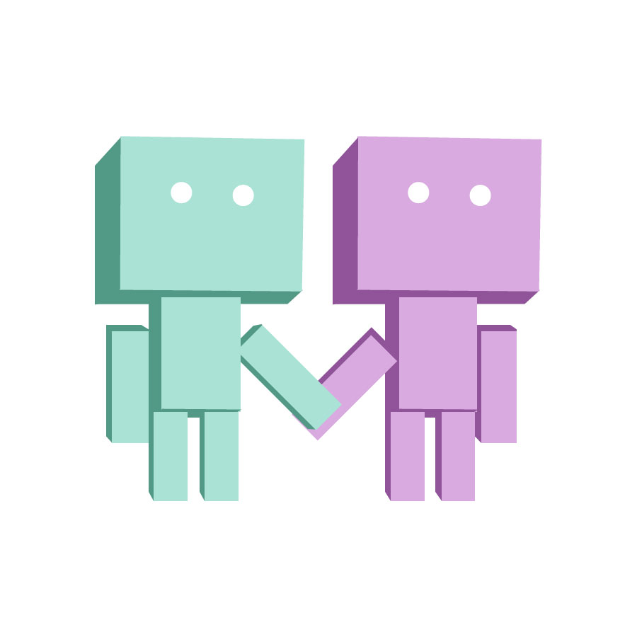 digital couple holding hands