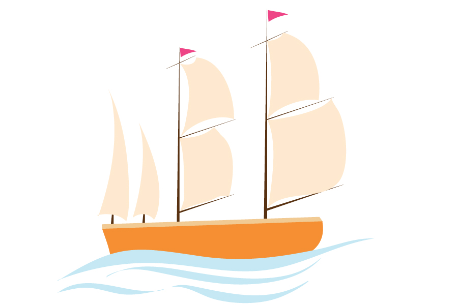 sailing boat vector illustration with cartoon style