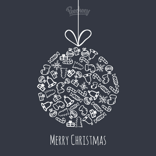 merry christmas drawn ornament