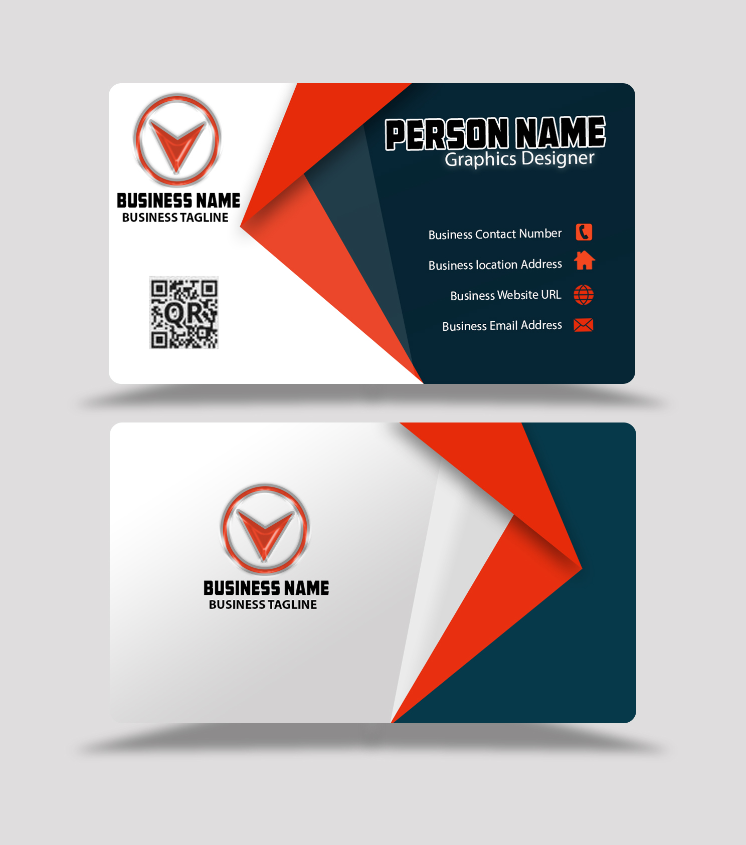 red and black color business card design template psd