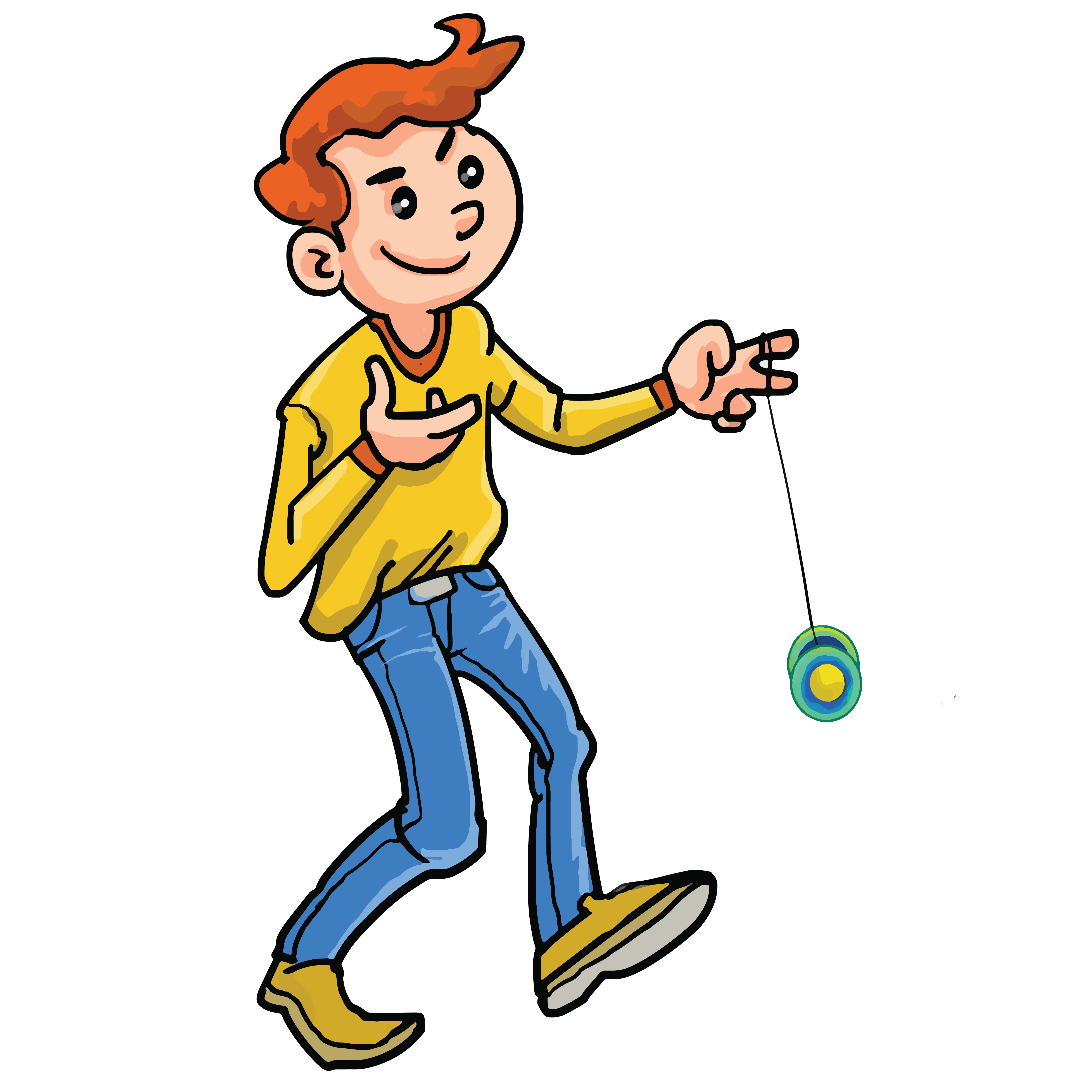 happy kid play yoyo cartoon