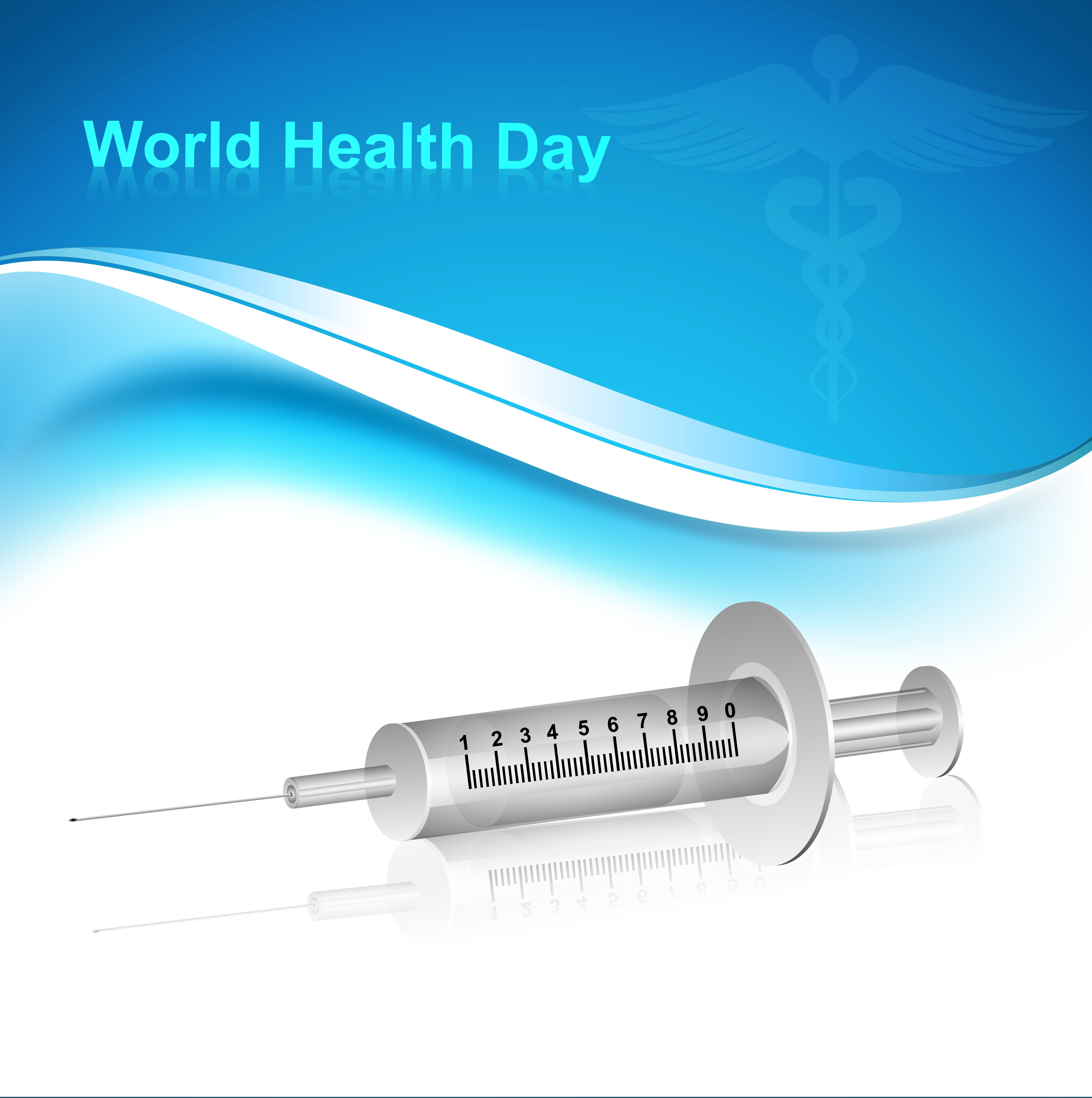 syringe for world health day medical symbol concept background