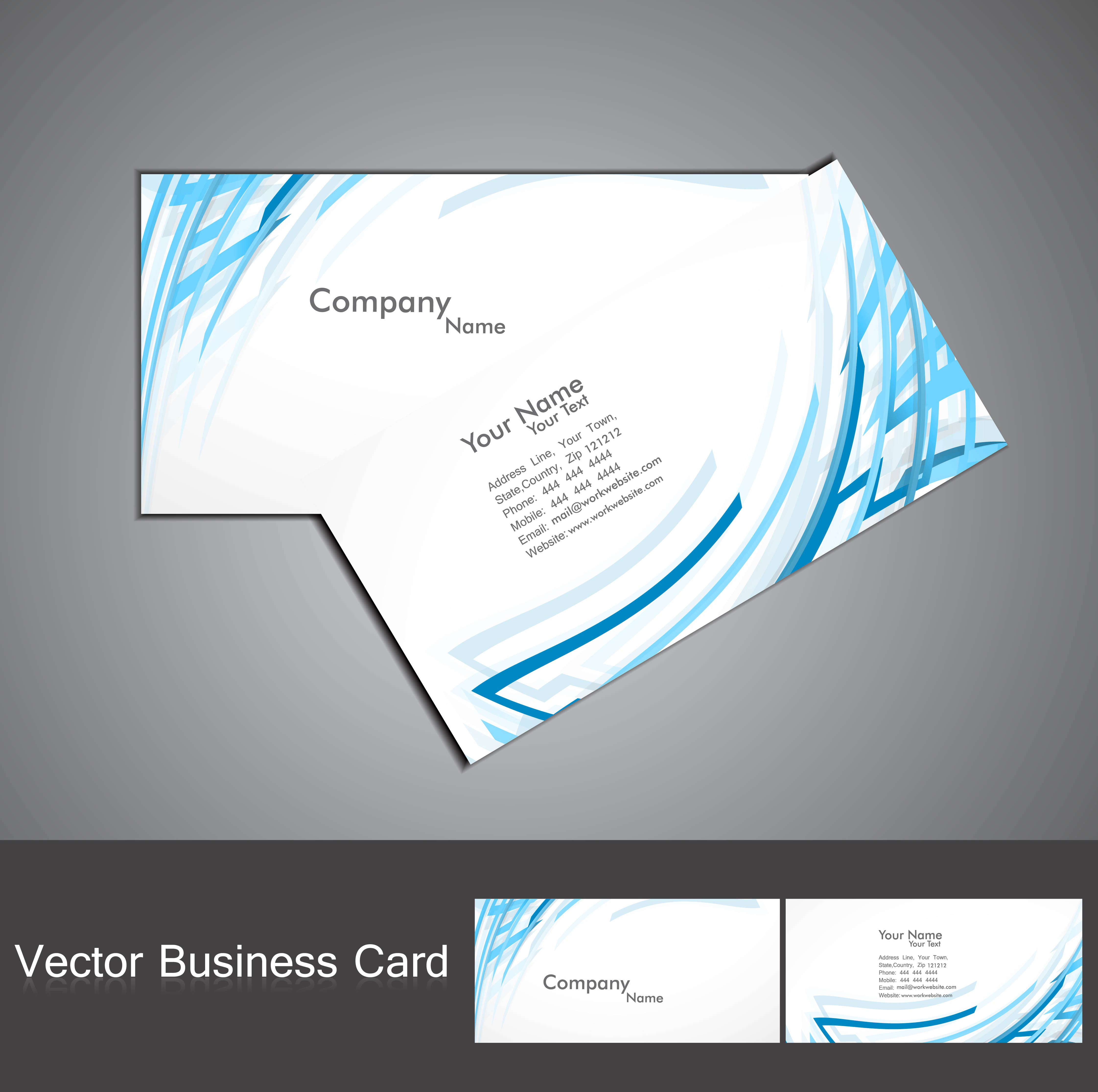 abstract blue colorful line wave business card set vector