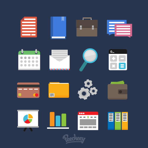 flat set of business icons