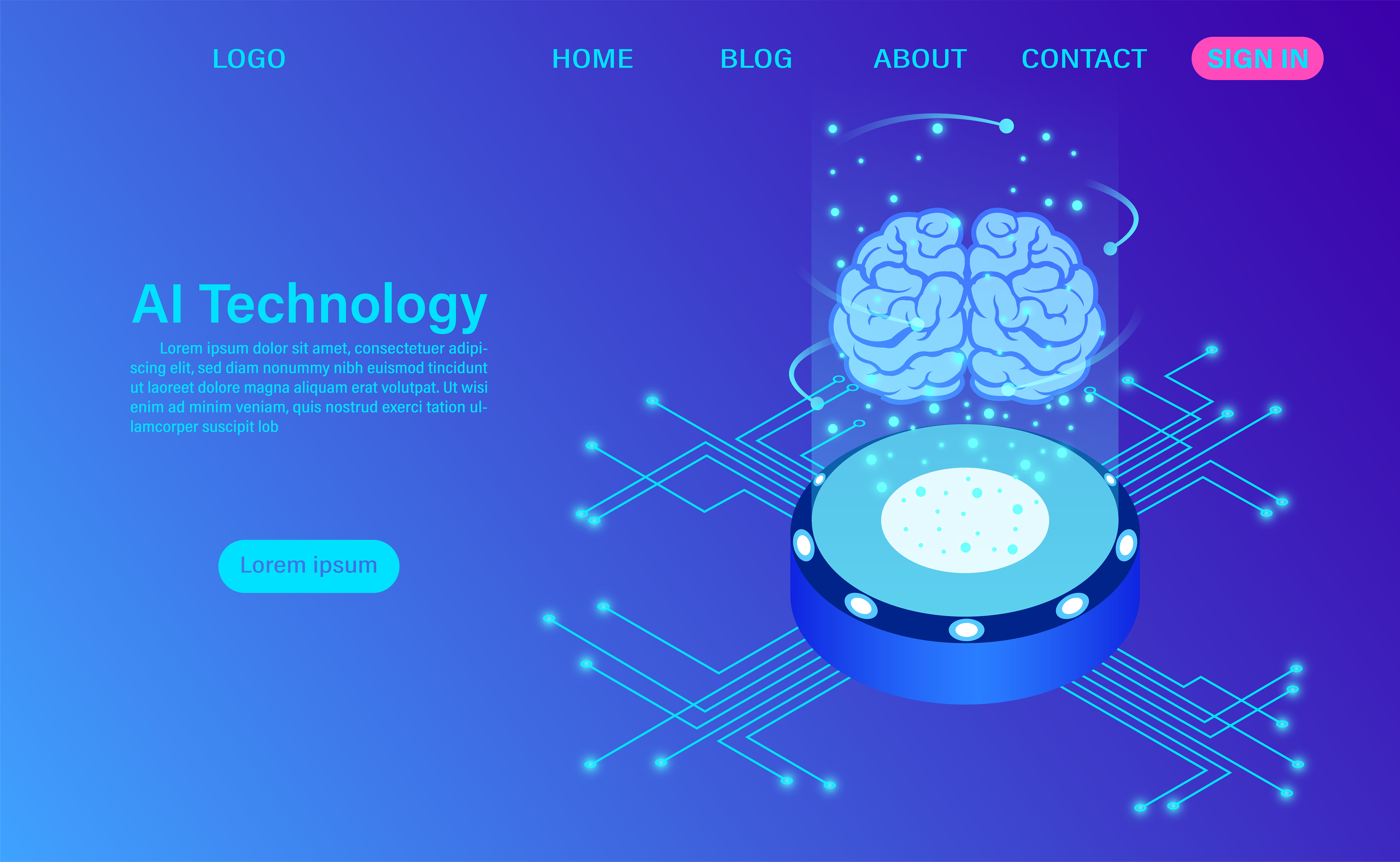 artificial intelligence technology concept data and engineering concept isometric