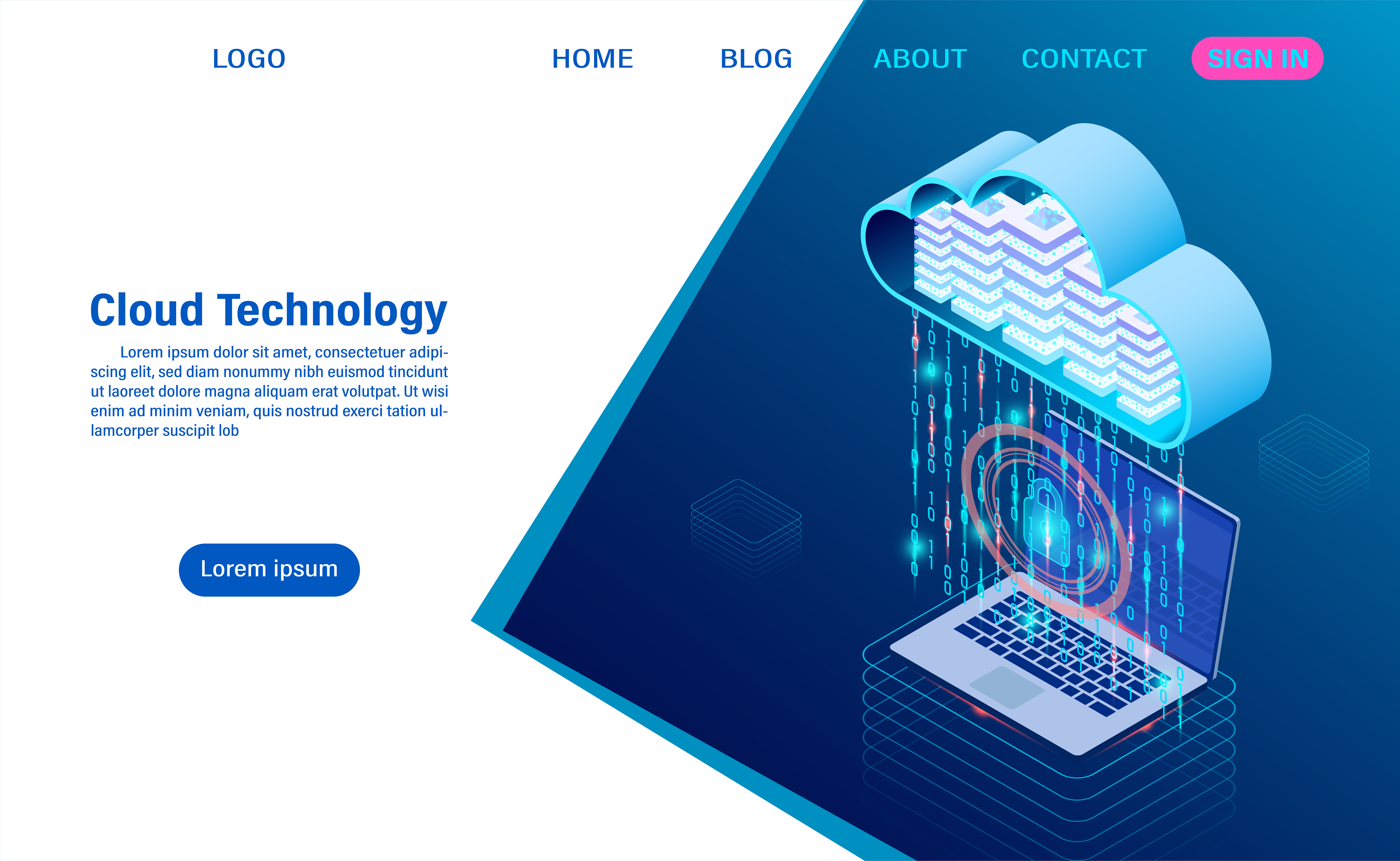 modern cloud technology and networking concept online computing technology big data flow processing concept internet data services vector illustration