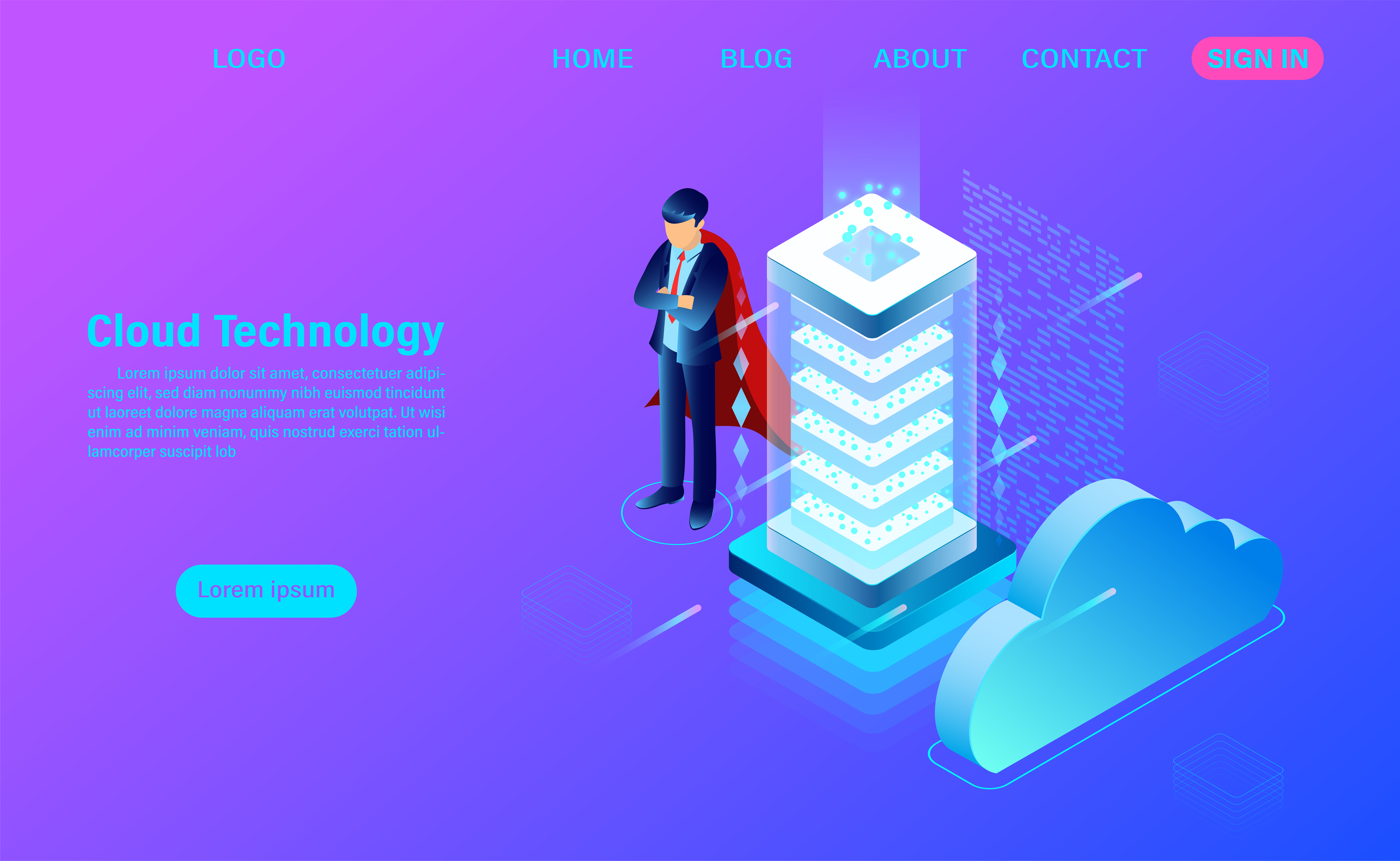 modern cloud technology and networking concept online computing technology big data flow processing concept internet data services vector illustration