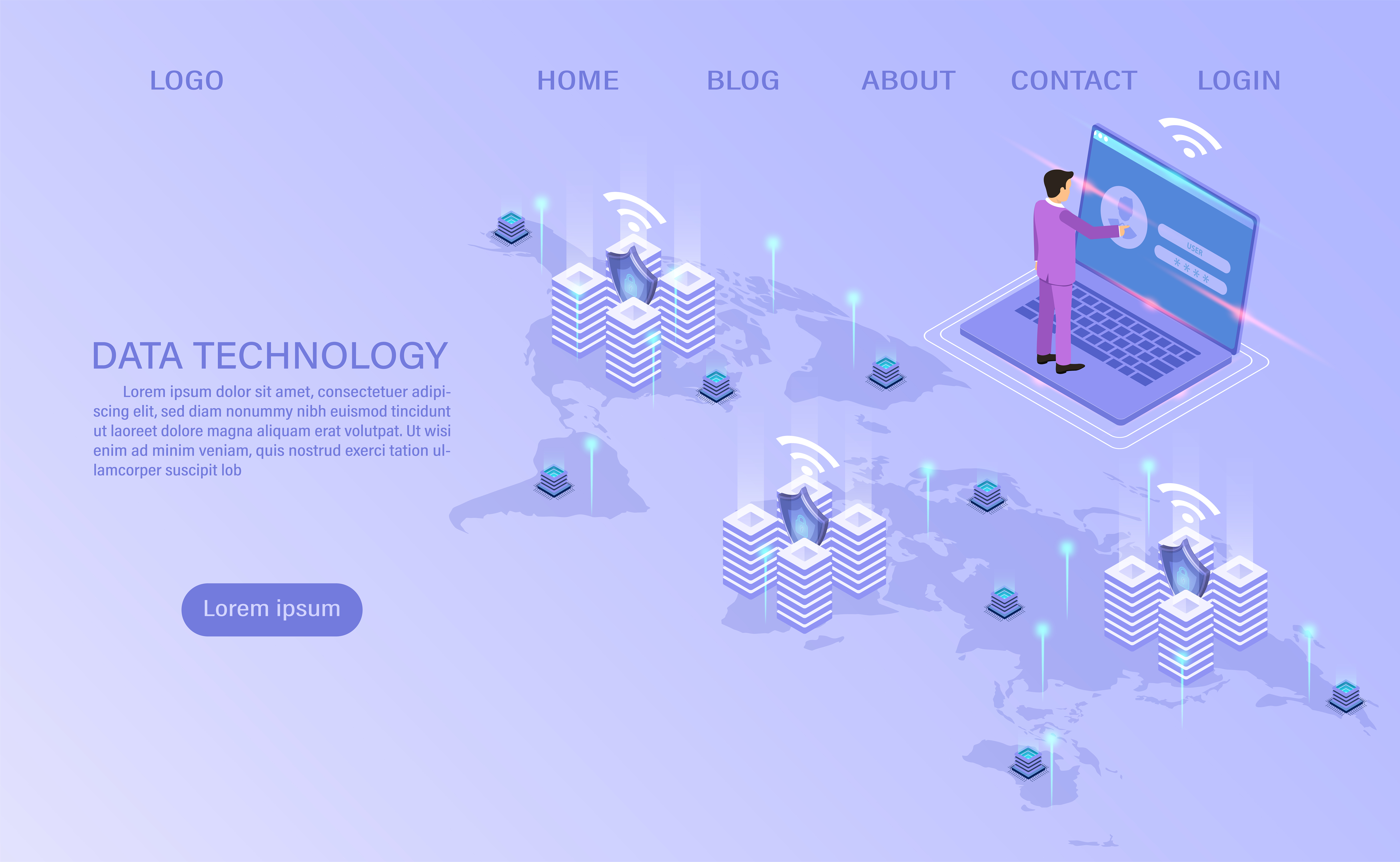 online computing technology big data flow processing concept 3d servers and datacenter isometric flat design vector illustration