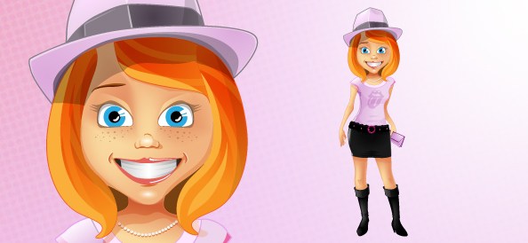 happy girl vector character