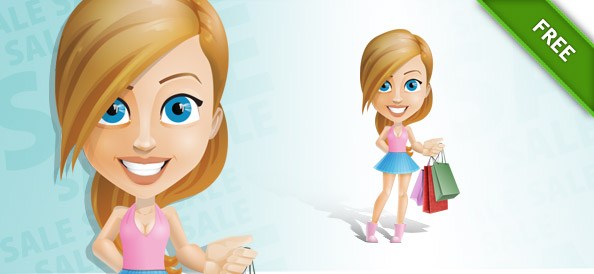 shopping girl vector character