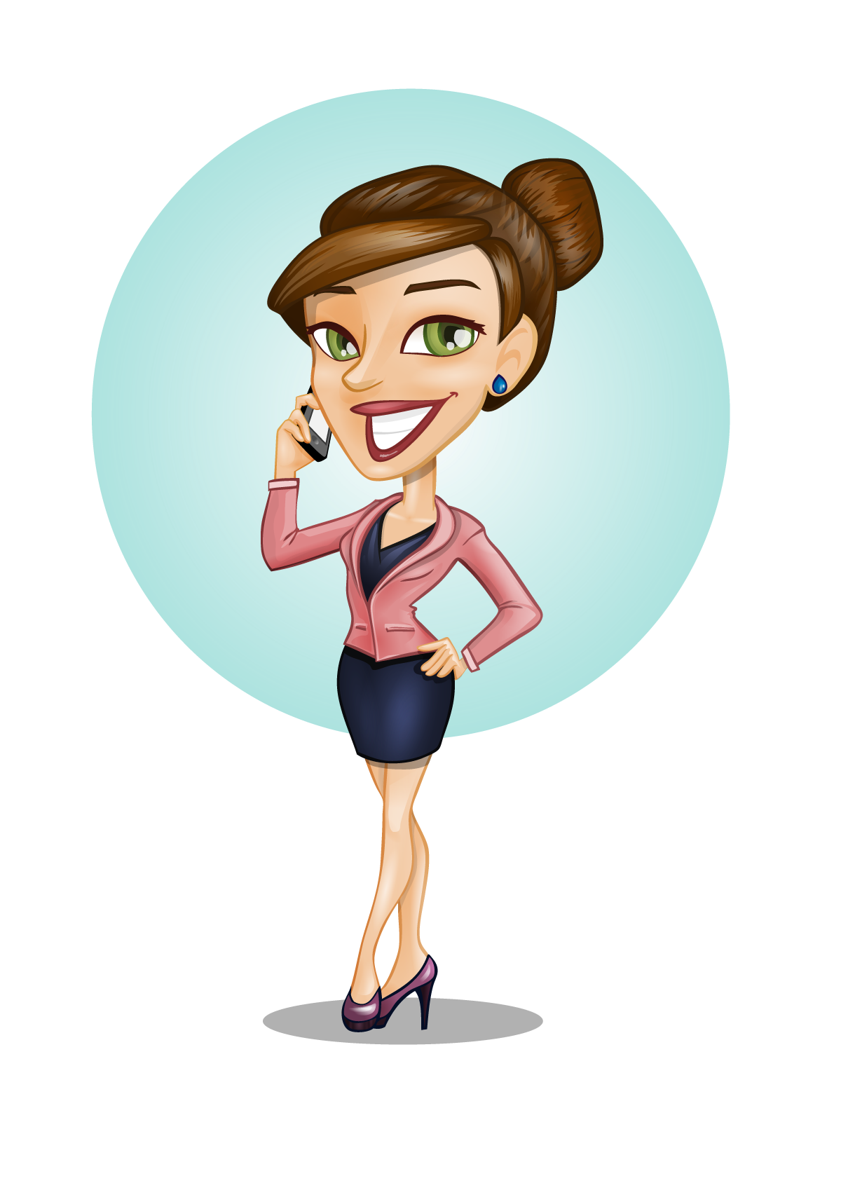 vector businesswoman with phone