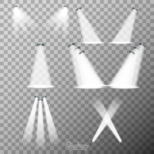 set of the spot lights on transparent background