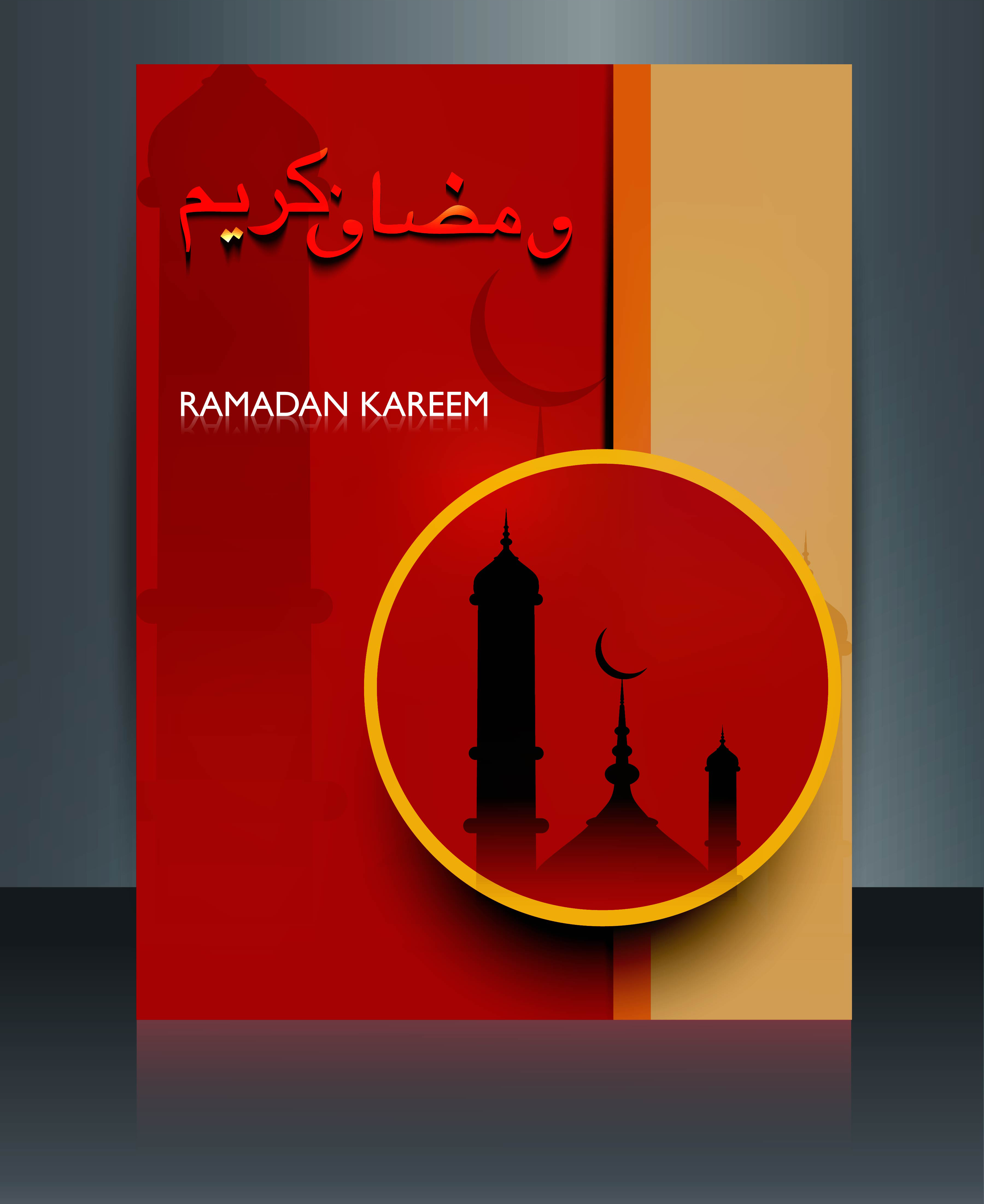 ramadan kareem mosque colorful template vector