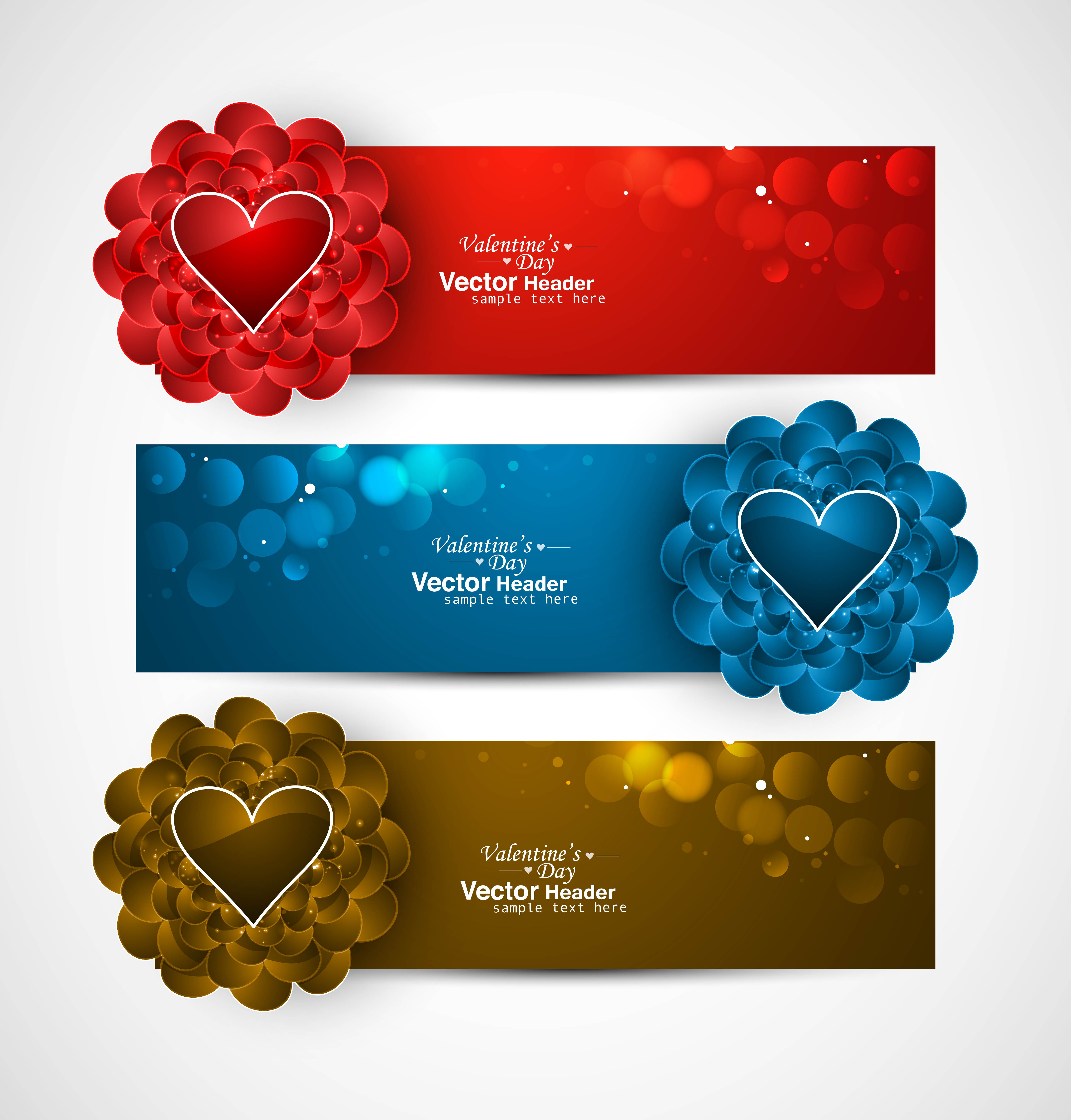 valentines day bright colorful header vector white background