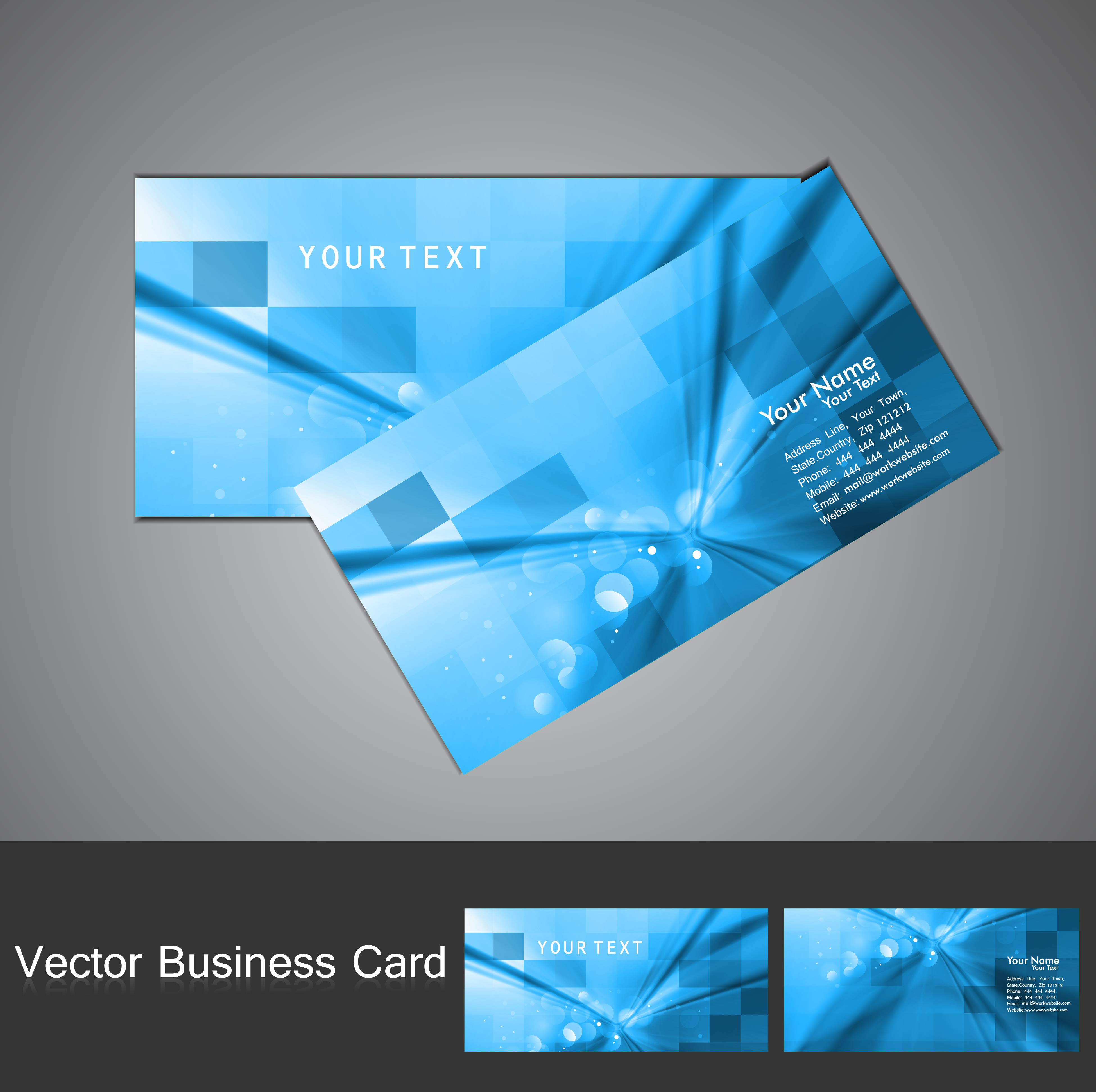 abstract blue colorful wave business card set