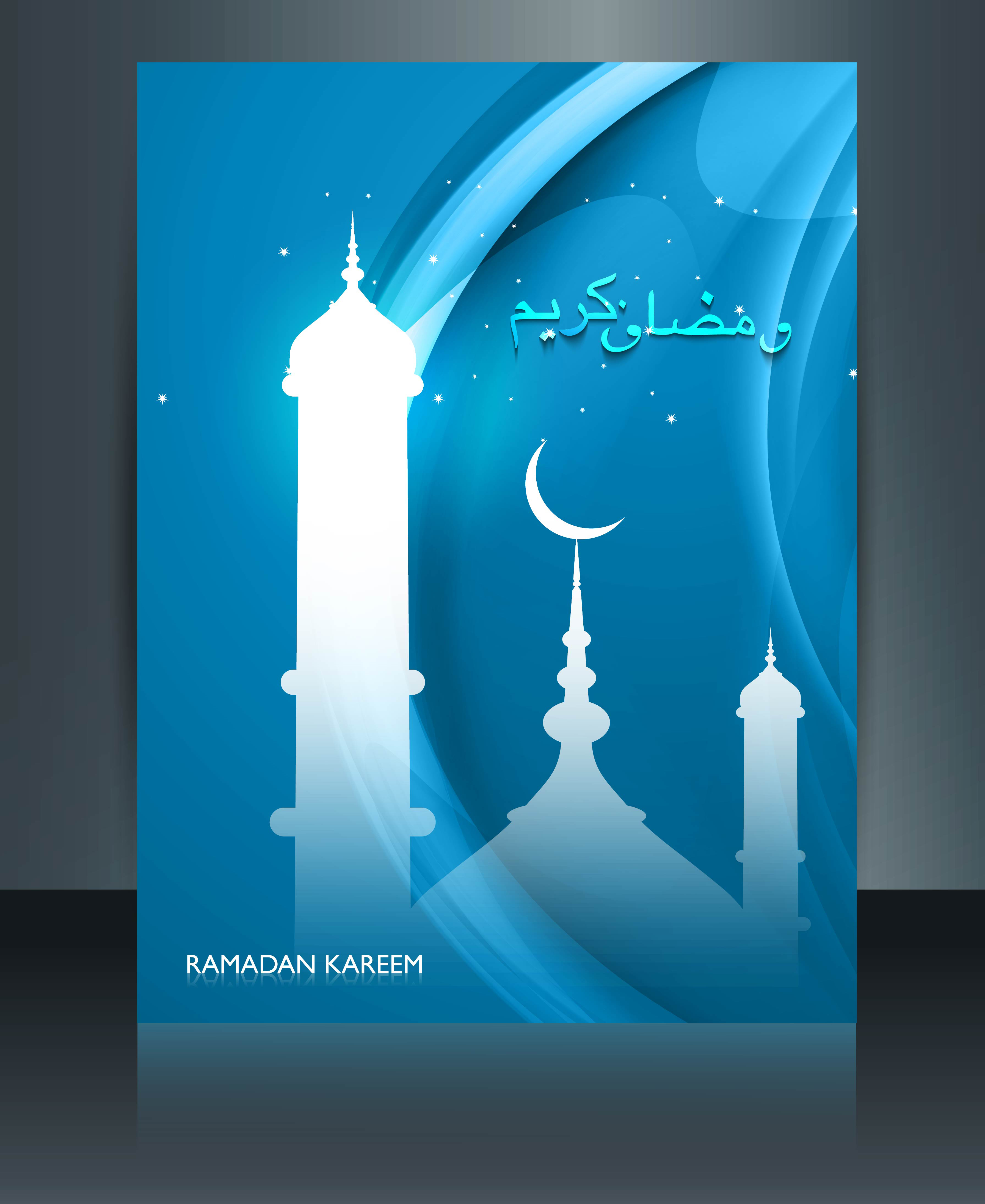 ramadan kareem mosque colorful template vector