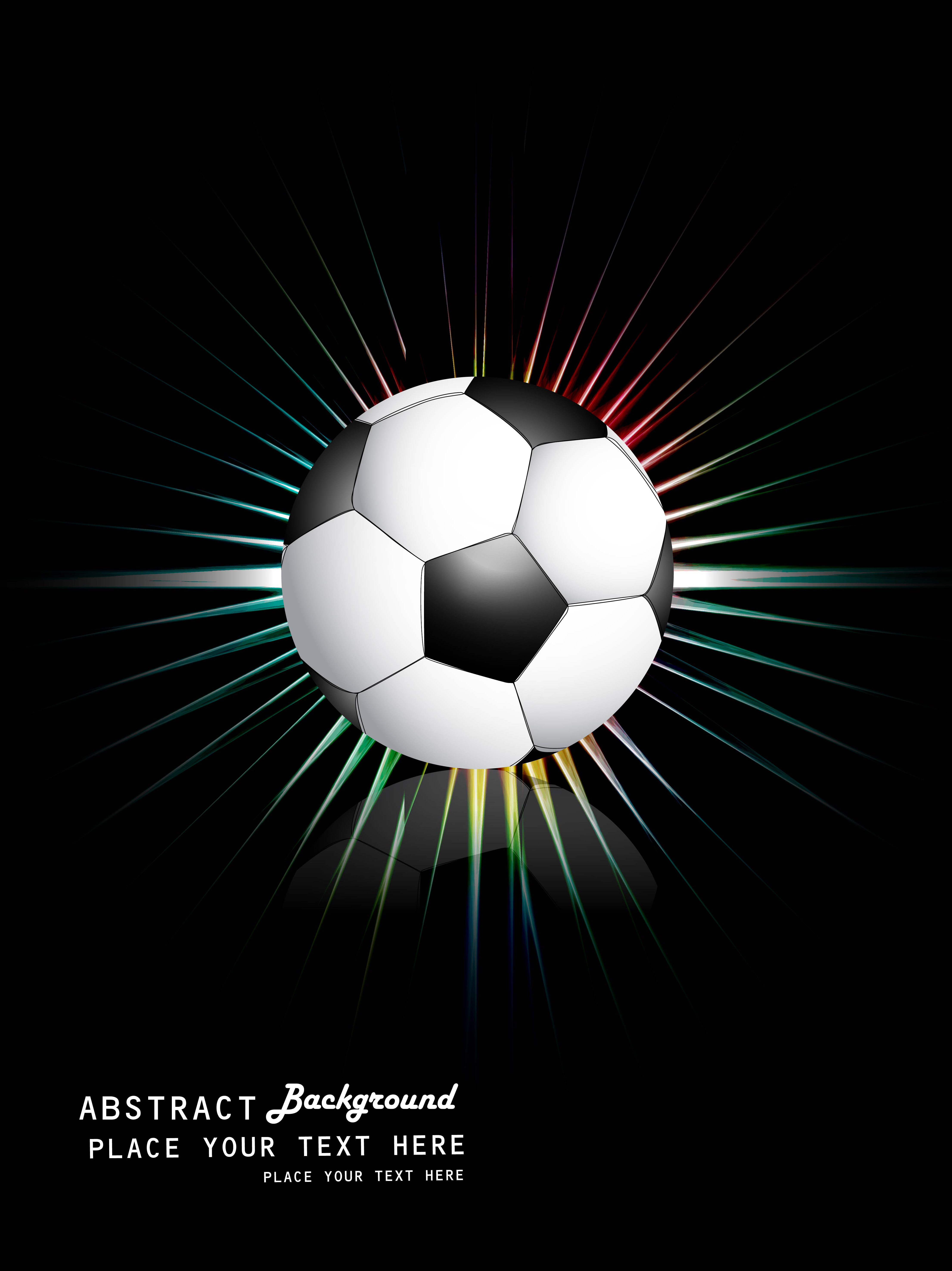 abstract football bright black blue colorful rainbow rays vector