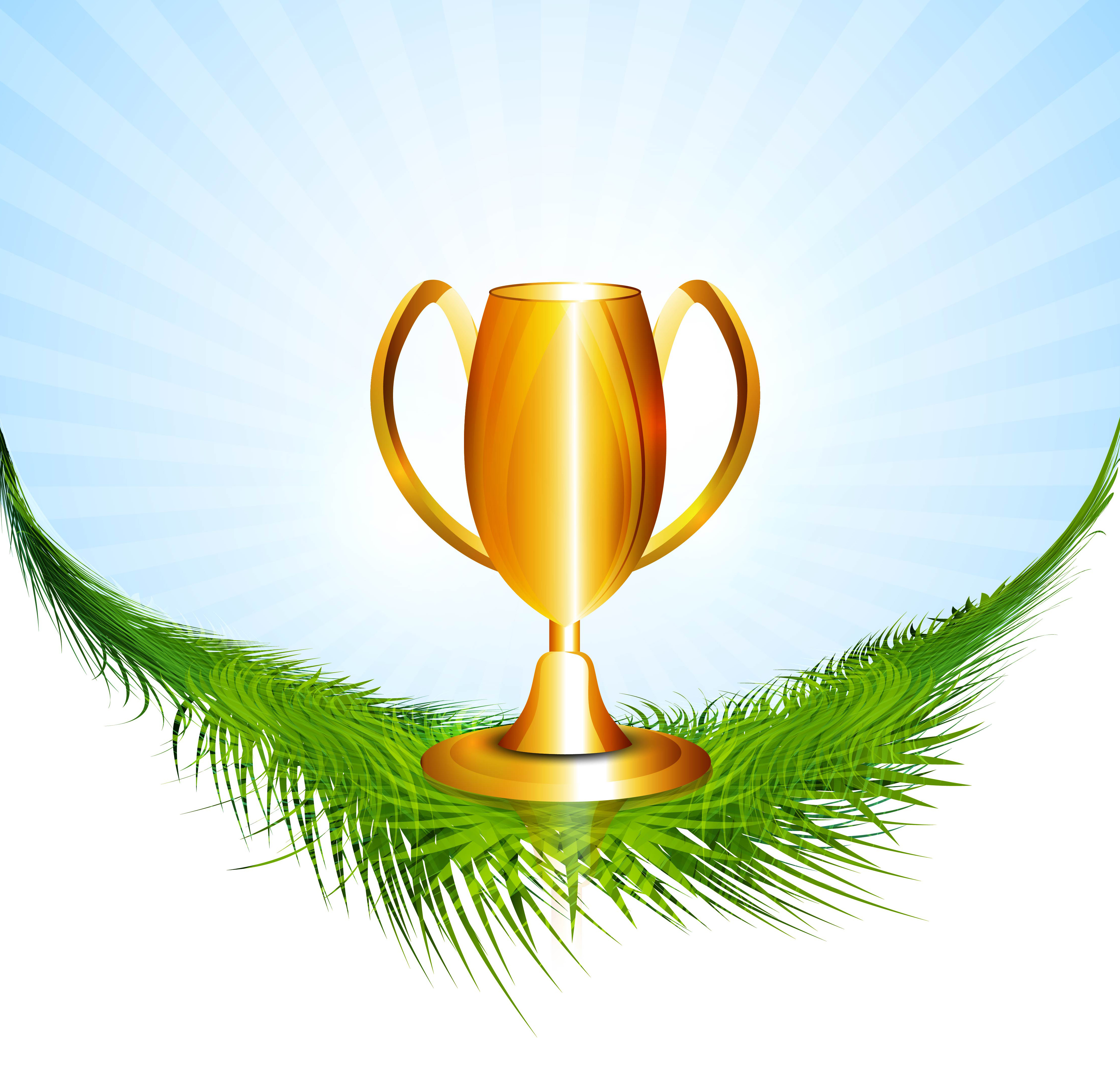 abstract trophy sitting on grass colorful vector design