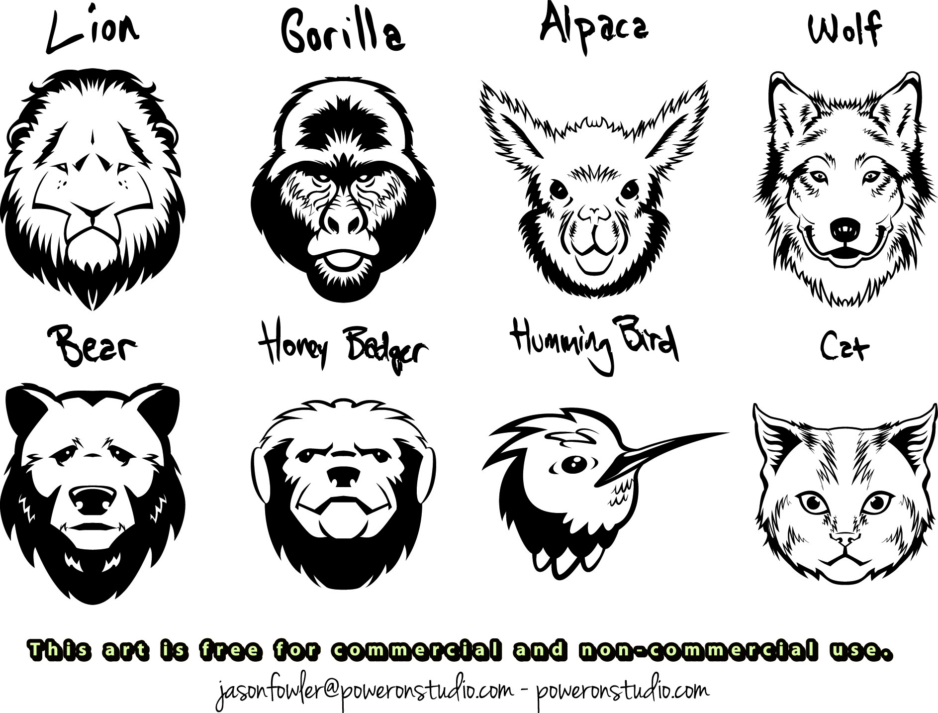 8 vector animal head