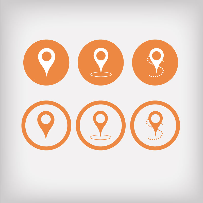 orange marker map vector icons