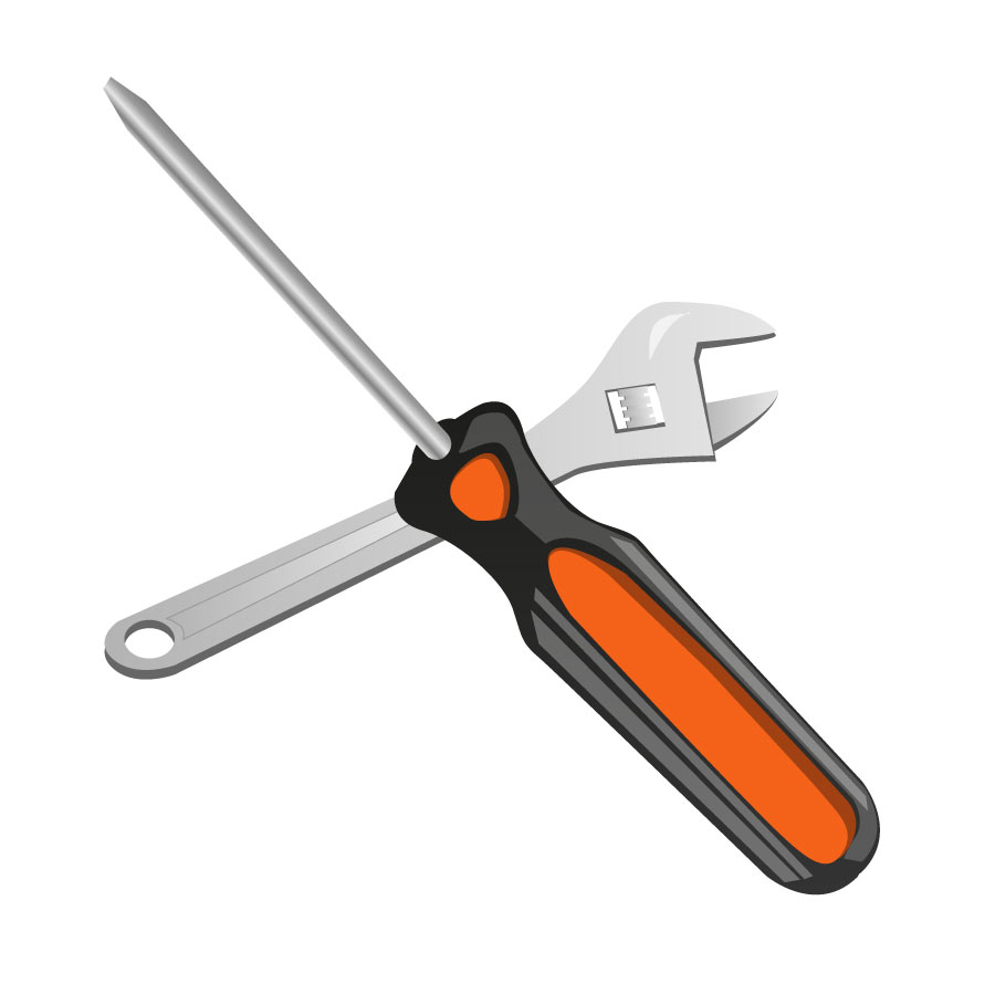 tools spanner and screwdriver